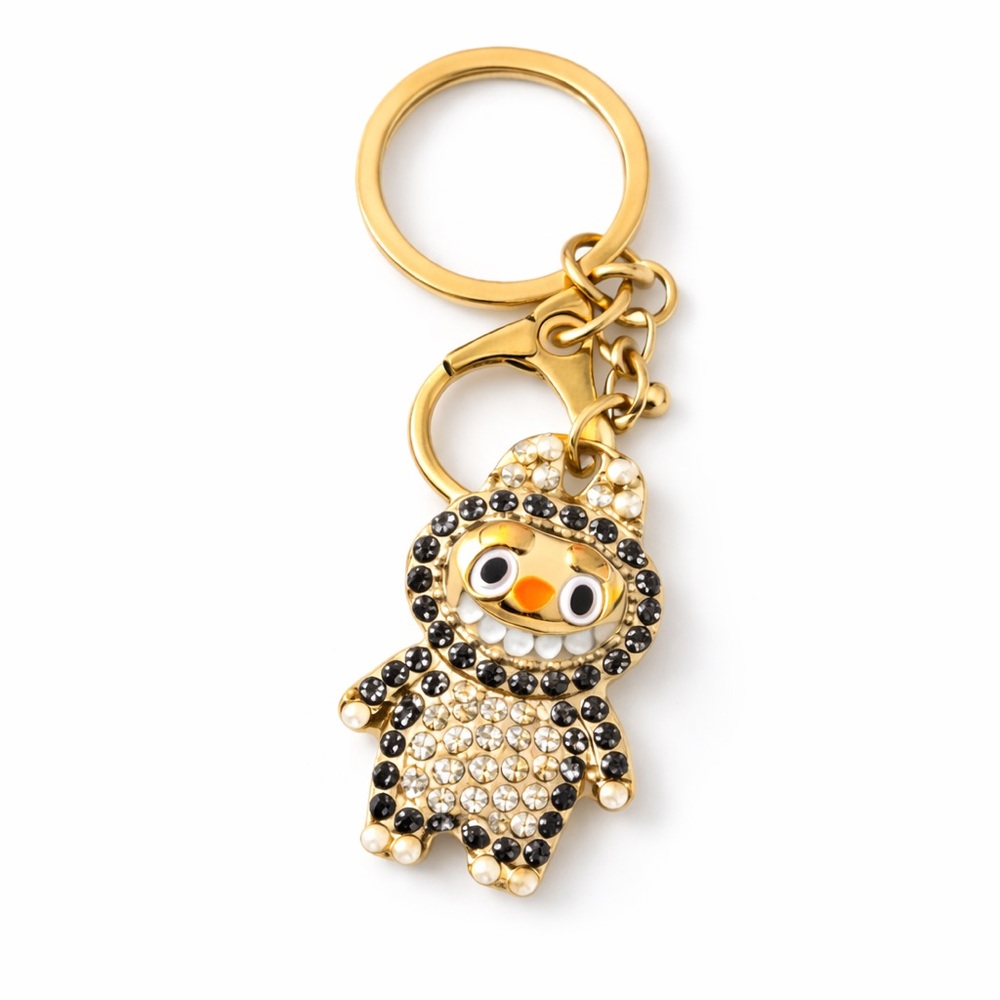 LABUBU Character 3 Crystal Keychain Charm – Cute Rhinestone Bag Charm Key Ring ✨ - Picture 5 of 5